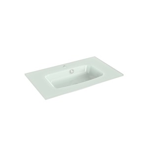 Vasque en verre blanc Pelipal 74x45,5cm pour vasques individuelles dans la salle de bain.