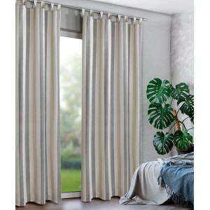 Sciarpa ad anello beige Monika con strisce, 245x135 cm, tenda per finestra per soggiorno.