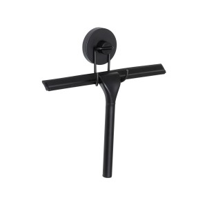 Wenko tergivetro doccia Vacuum-Loc, tergi bagno nero con supporto a parete.