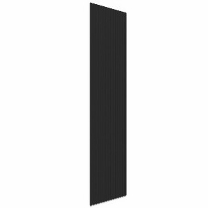Pannello acustico nero con listelli in MDF rivestiti in feltro per rivestimento pareti, altezza 240 cm.