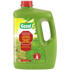 Gesal Engrais gazon Anti-mauvaises herbes - Non merci ! Bouteille de 2,5 l pour une pelouse verte sans mauvaises herbes.