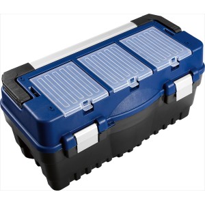 Boîte à outils LUX KWK-39 bleu et noire avec compartiments et poignée.