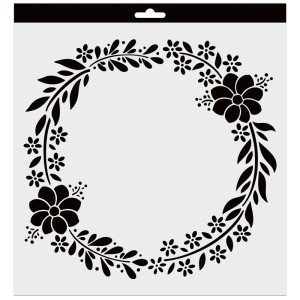 Stencil Aladine ghirlanda di fiori, 28x28 cm, per idee decorative creative.