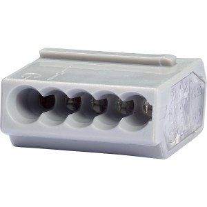Morsetto a innesto grigio a 5 poli per fili Ø 0,75-1,5 mm, confezione da 50.