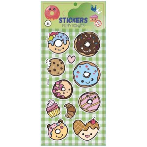 Puffy Sticker Donuts: 3D Wandtattoos mit bunten Dessert-Motiven für Kinderzimmer.