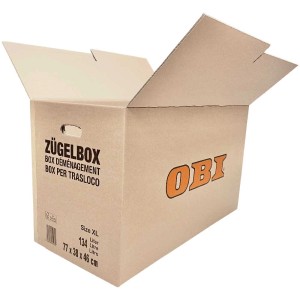 Scatola da trasloco OBI XL aperta, a doppia onda, in cartone certificato FSC®, volume 134 l.
