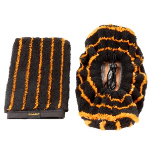 Steinbach Aquascrub set pulizia 3 pezzi, nero-arancio: guanto e scarpa per pulizia piscina.
