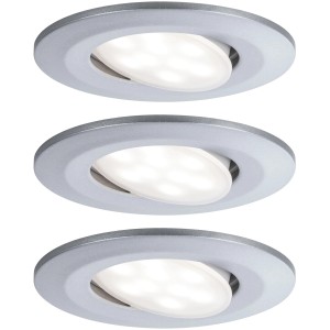 Set de spots encastrables LED Paulmann Calla, lot de 3, orientables, chrome, lumière blanche neutre.