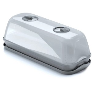 Serra da tavolo Respana grigia, set 3 in 1 (larghezza 51,5 cm) con coperchio, vasca profonda e bassa.