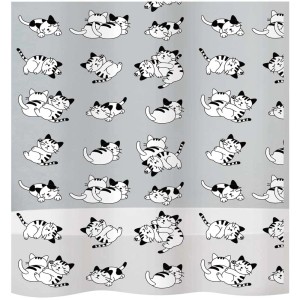Tenda doccia Diaqua con motivo gatto, PEVA, 180x200 cm. Protezione dagli schizzi per vasca e doccia.