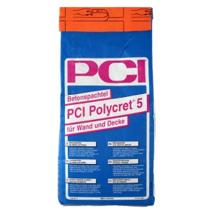 Sac d'enduit béton PCI Polycret 5, gris, 5 kg, pour murs et plafonds.