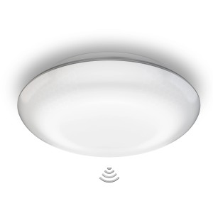 Plafonnier LED blanc Steinel DL Vario Quattro S avec détecteur de mouvement pour extérieur.