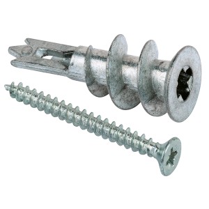 Fischer GKM SK tassello metallico con vite, adatto per cartongesso e pannelli in fibra di gesso.