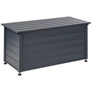 Beliani Campalto coffre de rangement en aluminium gris foncé. Coffre universel pour jardin, terrasse ou balcon.