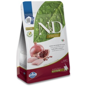 N&D Prime Kitten aliment sec pour chat Poulet et Grenade, paquet de 300g.