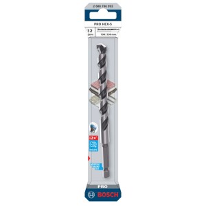Punta per piastrelle Bosch Pro Hex-5, diametro 12 mm, per pietra, cemento e mattoni.