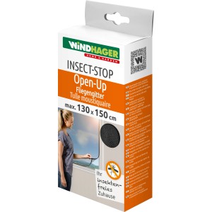 Verpackung des Windhager Insektenschutzrahmen IS Open-Up, anthrazit, 130x150 cm.