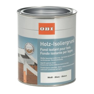 Dose OBI Holz-Isoliergrund Weiss, 750ml, für Innen- und Aussenbereich. Spezialgrundierung gegen verfärbende Holzinhaltsstoffe.