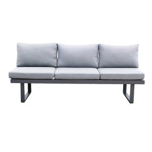 Banc de jardin Acamp Hollywood anthracite avec coussins gris. Assise confortable pour le jardin.