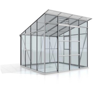 Vitavia Gewächshaus Playa 7600 mit Pultdach, Aluminiumrahmen und Verglasung.