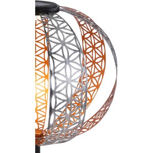 Globo LED lampada solare da esterno, sfera ornamentale argento, Ø 30 cm, con delicati punzoni decorativi.