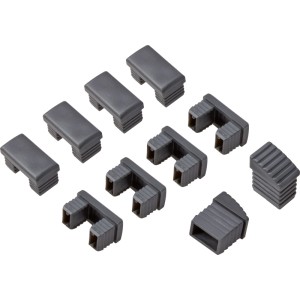 Embouts de pieds gris foncé pour banc de jardin Sheridon. Lot de pièces de rechange rectangulaires, en L et angulaires.