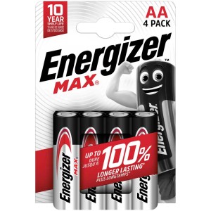 Energizer Max AA Batterie, confezione da 4, batteria alcalina al manganese da 1,5 V