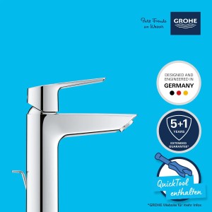 Miscelatore lavabo Grohe QuickFix Start M-Size con scarico a saltarello, cromato.
