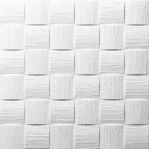 Dalle de plafond Dublin blanche, 50x50 cm, avec motif 3D carré pour la décoration de plafond.