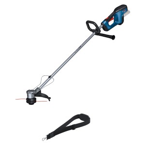 Coupe-bordures sans fil Bosch Professional GRT 18V-33 (sans batterie) avec bandoulière.