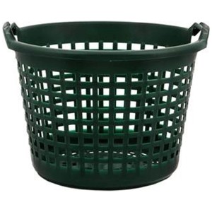 Panier de jardin vert en plastique, Ø 45,5 cm, hauteur 31,5 cm, pour récolte et déchets de jardin.