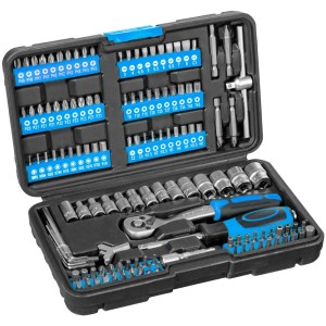 Jeu de douilles/embouts Güde GSB 130, 130 pièces dans un coffret avec cliquet, douilles et embouts.