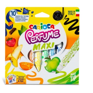 Carioca Fasermaler Perfume Maxi, 10 Stk. Duftende Filzstifte mit Maxi-Spitze in verschiedenen Farben.