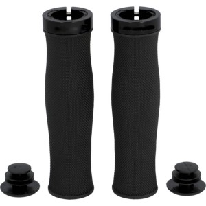 Manopole per manubrio Fischer Ergo MTB, nere, per mountain bike. Manopole con tappi terminali.