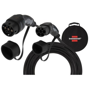 Câble de charge Brennenstuhl EV type 2, 11 kW, 5 m, avec sac. Pour charger les voitures électriques et hybrides rechargeables.