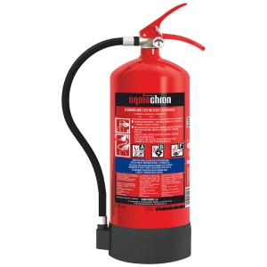 Extincteur à mousse rouge Ogniochron ABF 6 l avec manomètre pour les classes de feu A, B et F.