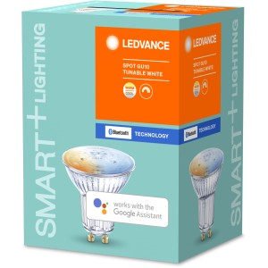 Lampada riflettore LED Bluetooth Ledvance Smart+ PAR16 GU10, tunable white, nella confezione.