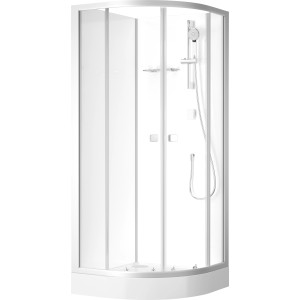 Douche complète Aurlane, 85x85x205 cm, argent mat, avec douchette et étagère.