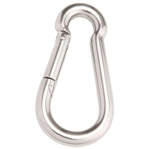 Moschettone a gancio pompiere in acciaio zincato, diametro 4 mm, lunghezza 40 mm.