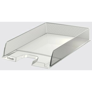 Corbeille à courrier Esselte Europost transparente en plastique pour le bureau.