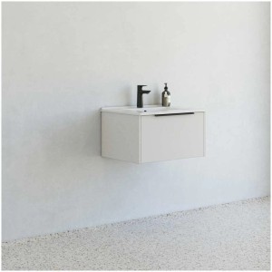 Ensemble de meubles de salle de bain Dansani NOW en sable mat avec lavabo et meuble sous-vasque.