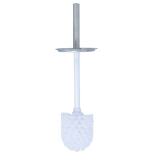 Ensemble brosse WC MSV en acier inoxydable avec brosse blanche. Pratique et robuste pour toute salle de bain.
