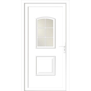 Porta d'ingresso in PVC bianca Venedig, 100x210 cm, apertura a sinistra, con inserto in vetro.