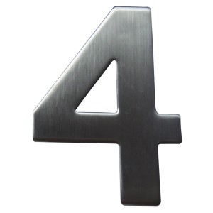 Alpertec numéro de maison '4' en acier inoxydable, résistant aux intempéries et facile à monter.