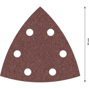 Fogli abrasivi Bosch Delta F460, grana 40, per legno e vernice. Marrone, triangolare, 6 fori, 93mm.