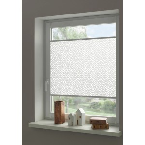 Store plissé blanc Gardinia Concept Lissy, 60x130 cm, avec motif sur la fenêtre. Opaque et translucide.