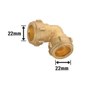 Raccordo a compressione a gomito in ottone, 52 mm, 90 gradi, per acqua potabile, riscaldamento e impianti solari.