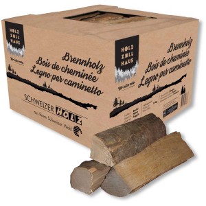 Bois de chauffage hêtre en carton (15 kg) pour cheminée et barbecue. Facile à ranger.