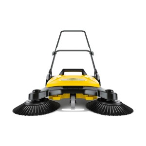Kärcher S4 Twin : Balayeuse manuelle jaune avec deux brosses latérales pour la maison et le jardin.