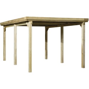 Weka Carport tetto piatto 617 Gr. 1 con lamiera trapezoidale, struttura in legno per posto auto esterno.